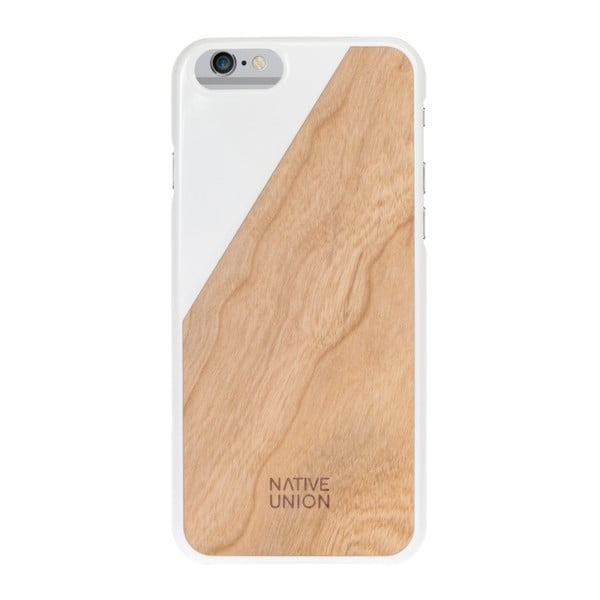 Бял калъф за мобилен телефон с дървени детайли за iPhone 6 и 6S Clic Wooden Light - Native Union