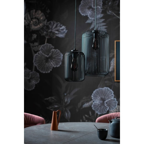 Черно висящо осветително тяло с метален абажур ø 25 cm Cage – Fischer & Honsel-image-1
