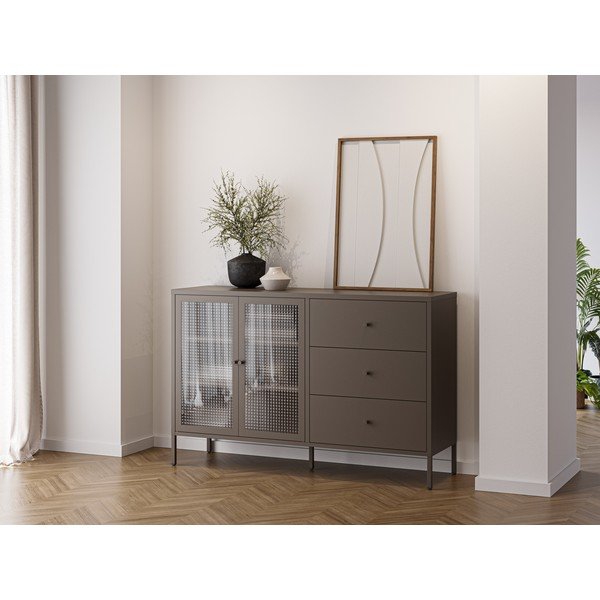 Сива метална витрина 140x90x40 cm Layna – Marckeric-image-1