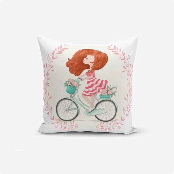 Калъфка за възглавница от памучна смес Bike Girl, 45 x 45 cm - Minimalist Cushion Covers
