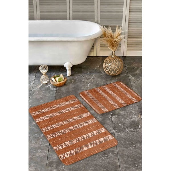 Кафяви кадифени килими за баня в комплект от 2 бр. 60x100 cm – Mila Home-image-4