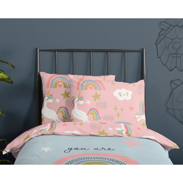 Синьо -розово единично  памучно детско спално бельо 140x200 cm Suus – Good Morning-image-2