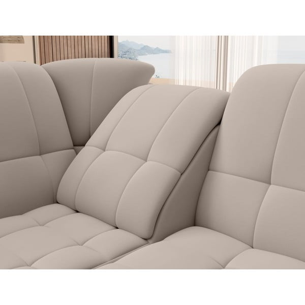 Бежов кадифен разтегателен ъглов диван с място за съхранение (ляв ъгъл L форма) Sado – ELTAP-image-1