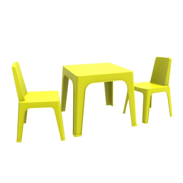 Зелен детски градински комплект 1 маса и 2 стола Julieta - Resol