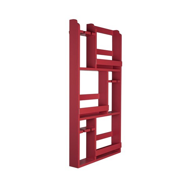 Червен  стенен стелаж за вино от масивно каучуково дърво за 12 броя бутилки 80x120x10 cm Myron – Dutchbone-image-2