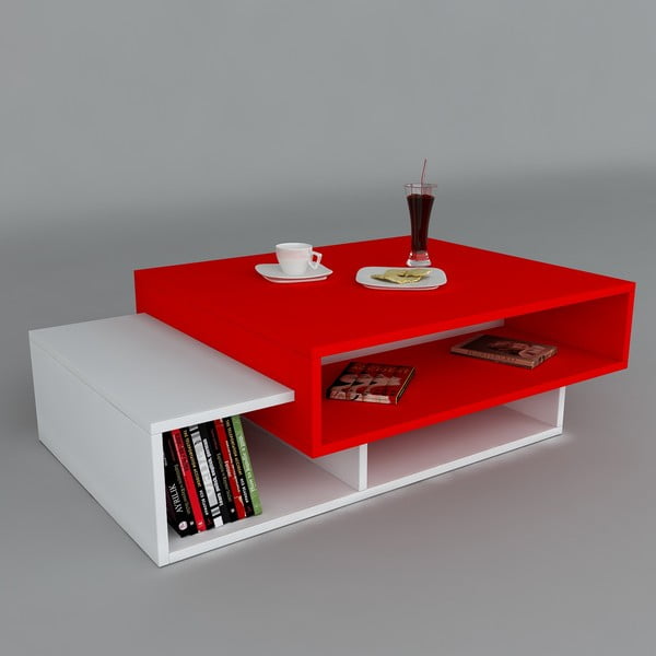 Konferenční stolek Tab White/Red, 60x105x32 cm