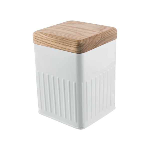 Бяла метална квадратна кутия с капак от ясенова дървесина Bakehouse Hydria S - BAKEHOUSE