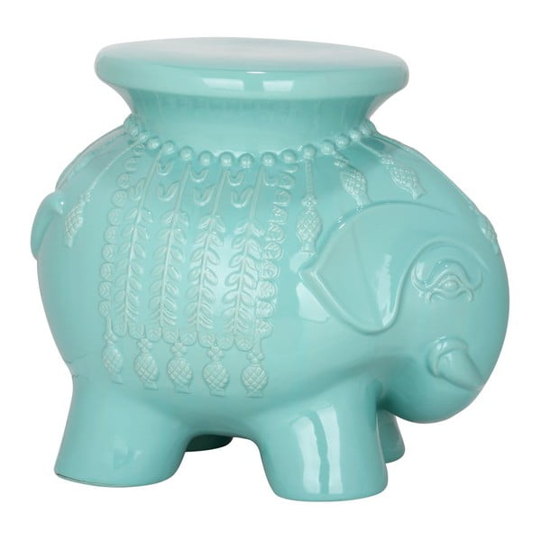 Tyrkysově modrý keramický stolek vhodný do exteriéru Safavieh Elephant