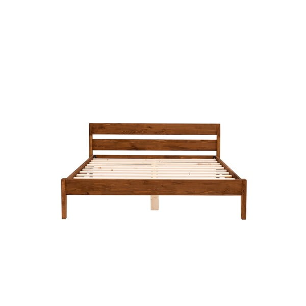 Двойно легло от масивен смърч с включена подматрачна рамка в естествен и тъмнокафяв цвят 180x200 cm Venus – Kalune Design-image-4