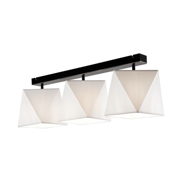 Бяла лампа за таван с текстилен абажур 30x75 cm Carla - LAMKUR