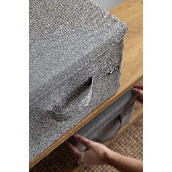 Сива текстилна кутия за съхранение с капак 31x41x22 cm Soft Storage Medium – Bigso-image-2