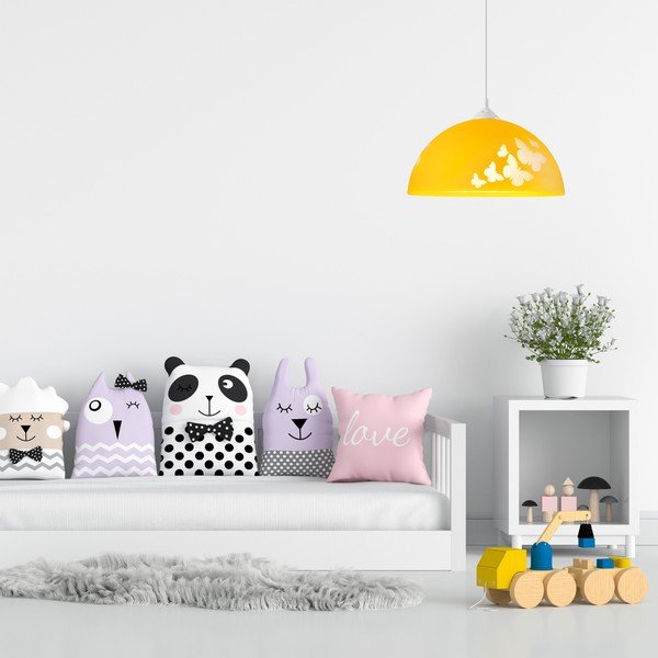 Детско осветително тяло в жълта охра със стъклен абажур ø 30 cm Mariposa - LAMKUR-image-3