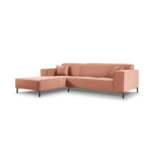 Розов ъглов диван от кадифе Siena, ляв ъгъл - Cosmopolitan Design