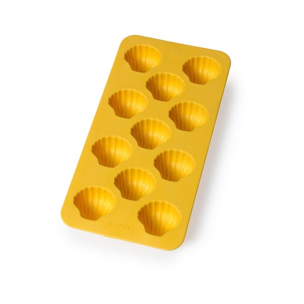 Жълта силиконова форма за лед Черупка, 11 кубчета - Lékué