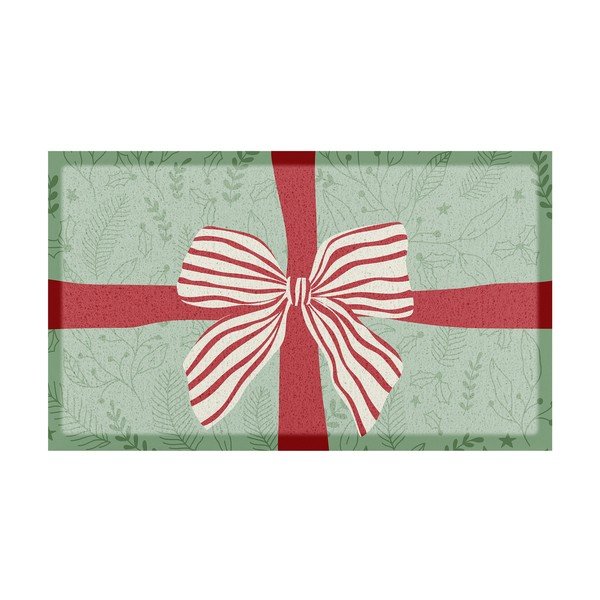 Изтривалка с коледен мотив от рециклирана пластмаса 40x70 cm Red & White Stripe Bow – Artsy Doormats