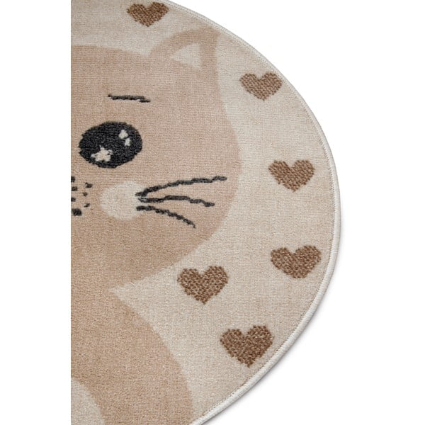 Бежов детски килим ø 100 cm Cat - Hanse Home-image-1