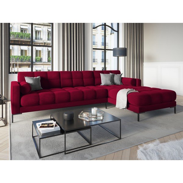 Ъглов диван от червено кадифе , десен ъгъл Bali - Cosmopolitan Design-image-1