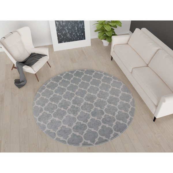 Светлосив миещ се кръгъл килим ø 100 cm - Vitaus-image-1