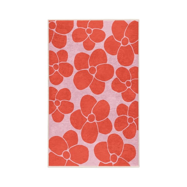 Червено-розов килим подходящ за пране 80x150 cm Poppy Fields – Mila Home