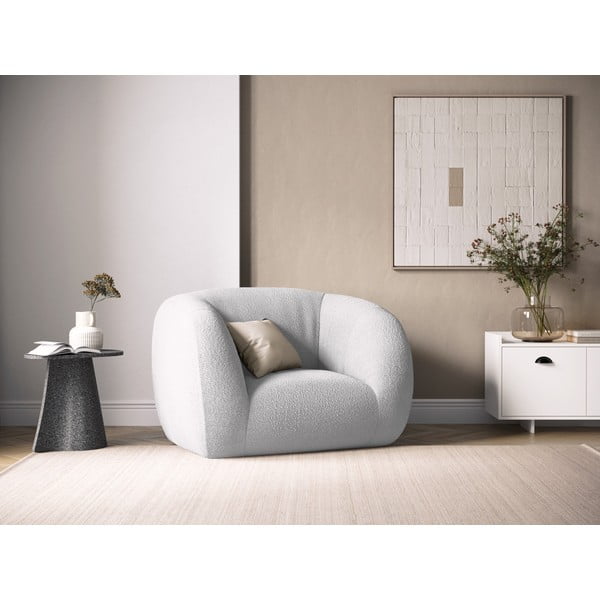 Светлосиво кресло от плат букле Essen - Cosmopolitan Design-image-1