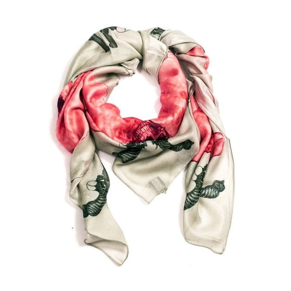 Vlněný šátek s kašmírem Guns Pink, 130x130 cm