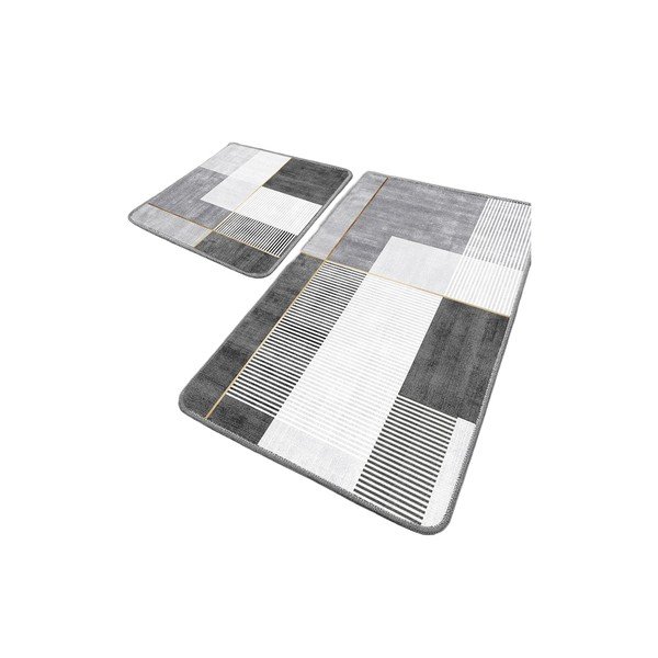 Сиви килими за баня в комплект 2 бр. 60x100 cm Pendor – Foutastic