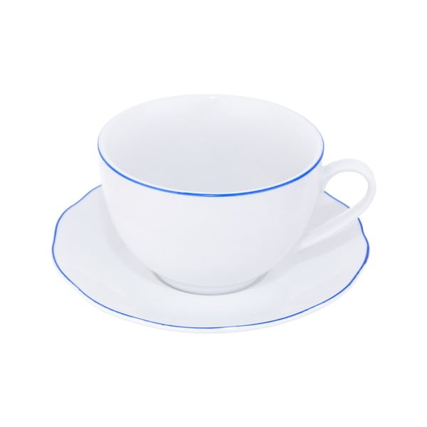 Бяла порцеланова чаша с чинийка Blue Line, 280 ml - Orion