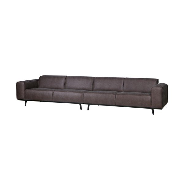 Сив диван от изкуствена кожа, 372 cm - BePureHome-image-3