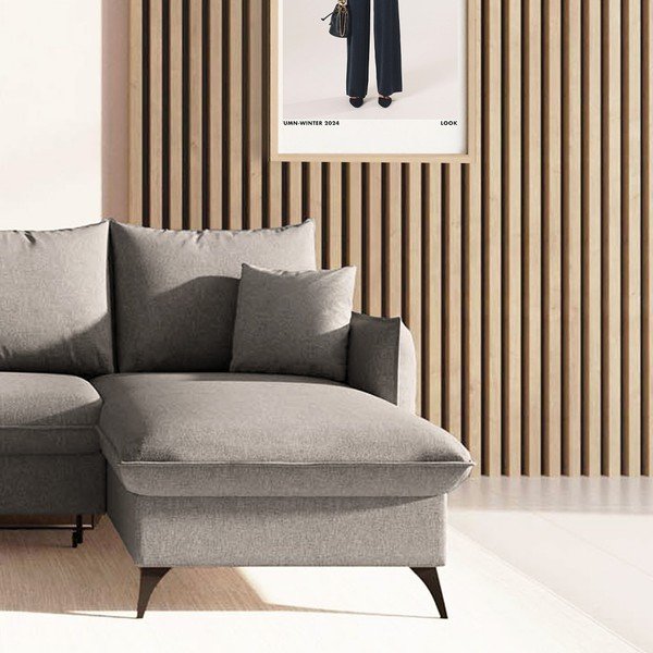 Сив разтегателен ъглов диван с място за съхранение (десен ъгъл) Brim – Rodier-image-4