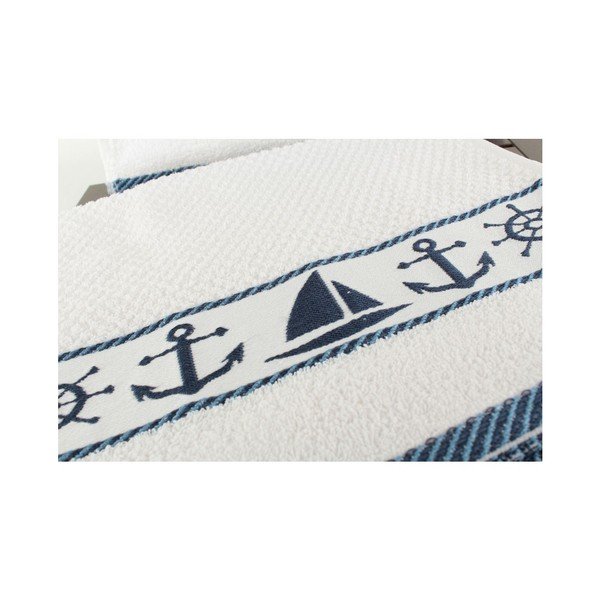 Sada 6 bílo-modrých ručníků Marina, 30 x 50 cm-image-1