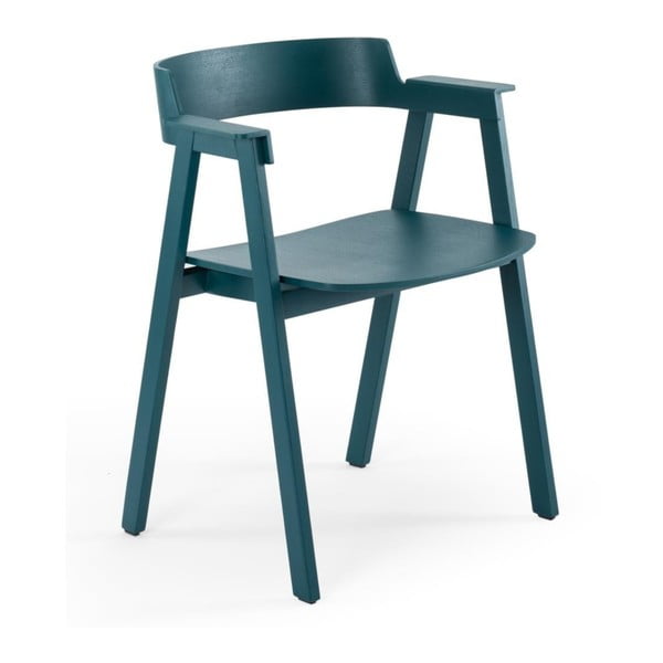 Трапезен стол с подлакътници от масивен дъб в петролен цвят Flip – Gazzda