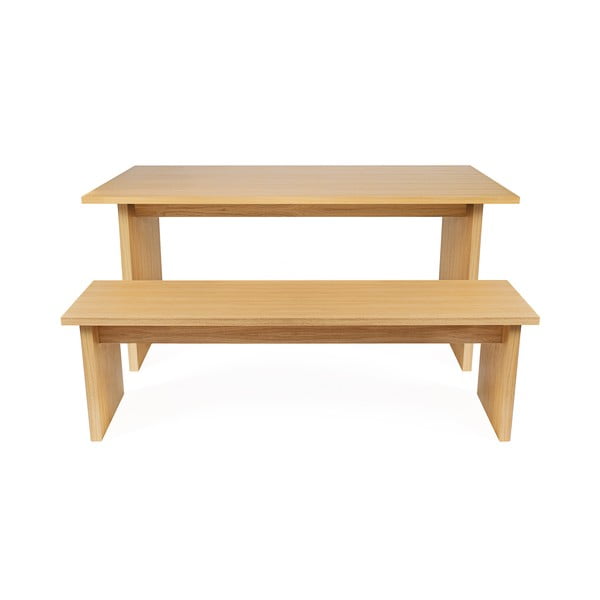 Маса за хранене с дъбов плот 90x160 cm Stripe - Woodman-image-4