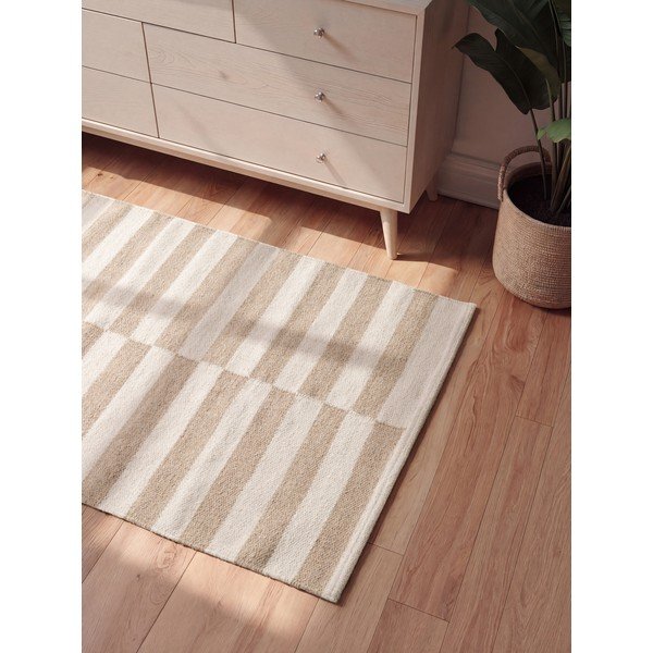 Бял/светлокафяв двустранен/ръчно изработен вълнен килим 80x150 cm Vika – Hanse Home-image-2