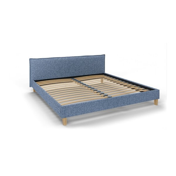 Синьо тапицирано двойно легло с решетка 200x200 cm Tina - Ropez