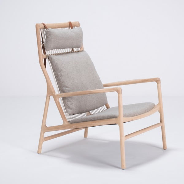 Кресло от дъбово дърво със сива текстилна седалка Dedo - Gazzda