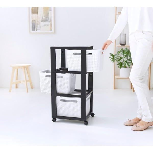 Бял/черен пластмасов подвижен рафт 30x77 cm Brisen - Rotho-image-1