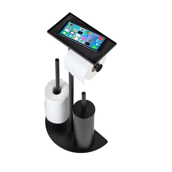Черна стоманена поставка за тоалетна хартия с четка Cosenza - Wenko-image-4