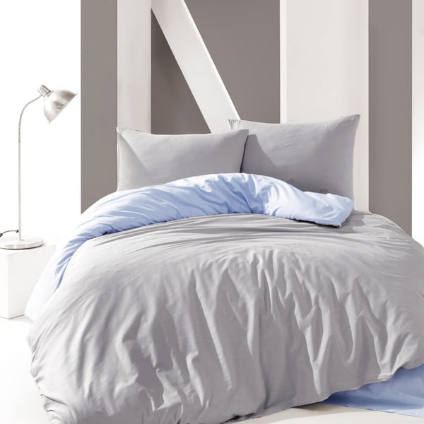 Синьо-сиво памучно спално бельо с чаршаф Marie Claire Suzy, 160 x 220 cm - Marie Claire Home