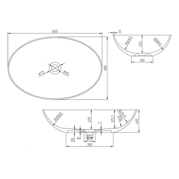 Бял керамичен умивалник , 60 x 40 cm Thin - Sapho-image-3