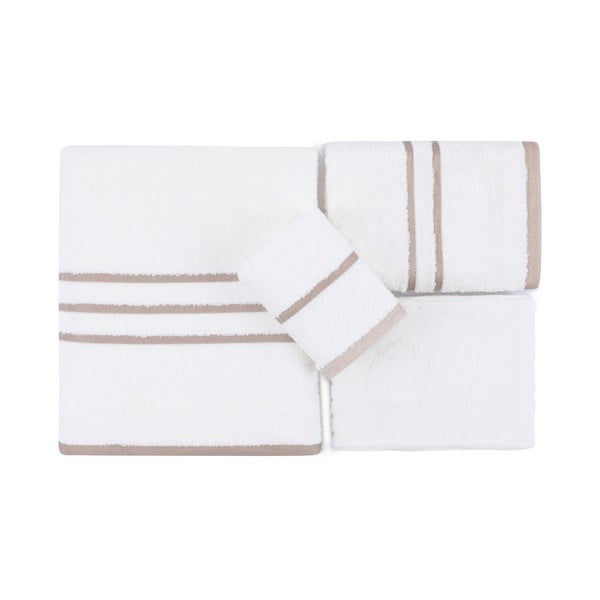 Бели памучни кърпи и хавлии за баня в комплект от 4 броя Linda - Foutastic-image-3