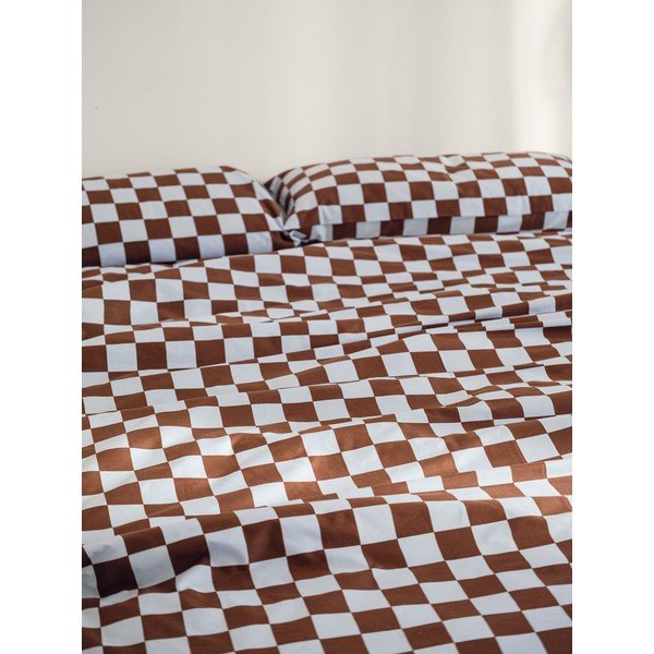 Светлосиня/кафява единична олекотена завивка от памучен сатен 140x200 cm Plu – noo.ma-image-4