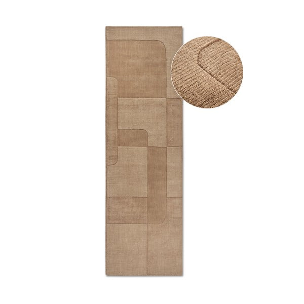 Бежова ръчно изработена вълнена пътека 80x250 cm Charlotte – Villeroy&Boch