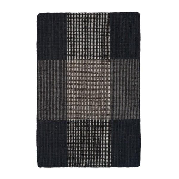 Tmavě šedý ručně tkaný vlněný koberec Linie Design Bologna, 50 x 80 cm