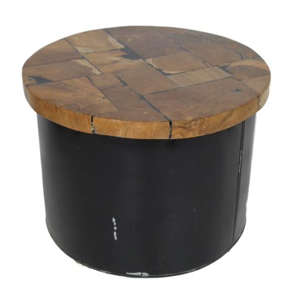Odkládací stolek z teakového dřeva HSM Collection Drum, ⌀ 55 cm