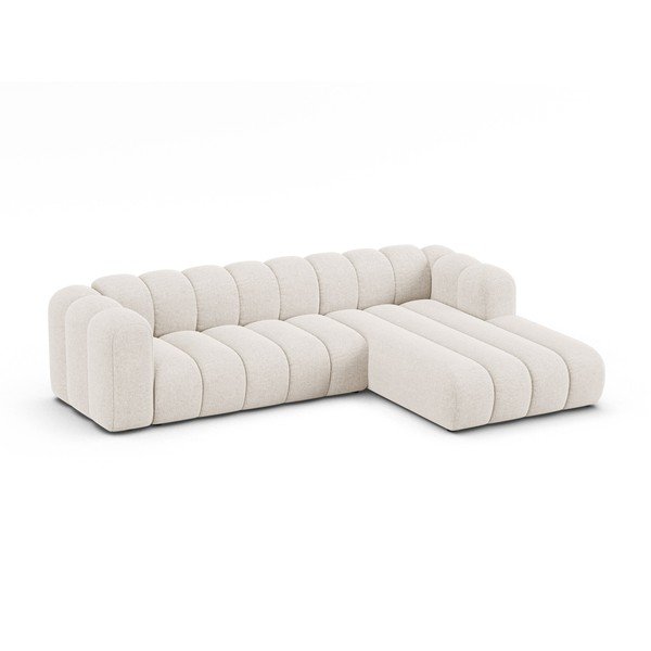 Кремав шенилов ъглов диван (десен ъгъл) Lupine – Micadoni -image-1