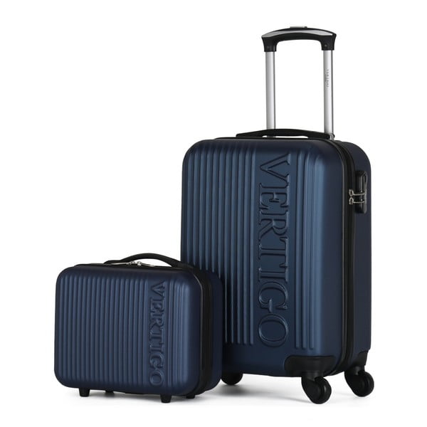 Sada 2 tmavě modrých cestovních kufrů na kolečkách VERTIGO Valises Cabine & Vanity Case