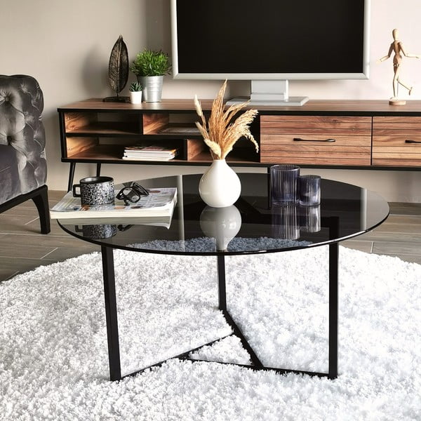 Черна кръгла маса за кафе ø 75 cm Trio - Neostill-image-2