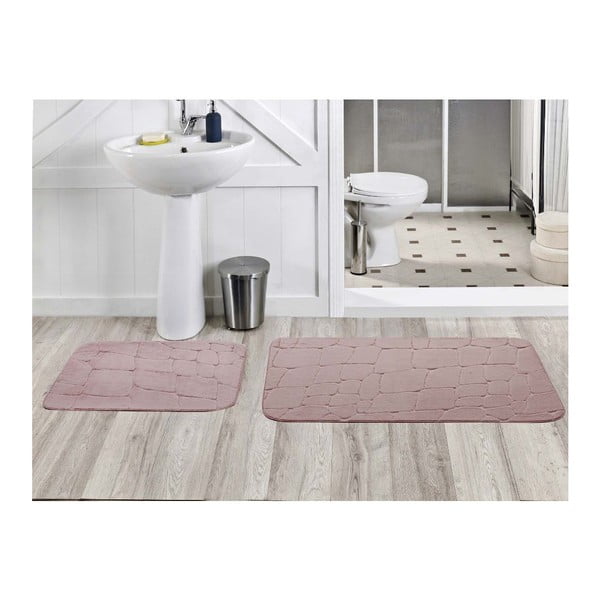 Sada 2 koupelnových koberečků Dekoreko Pudra, 50x60 cm + 60x100 cm