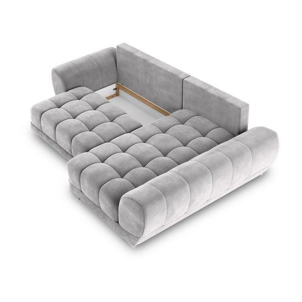 Светлосив ъглов диван с кадифена тапицерия , десен ъгъл Nuage - Windsor & Co Sofas-image-3