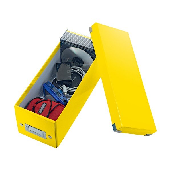 Жълта картонена кутия за съхранение с капак 14x35x14 cm Click&Store – Leitz-image-2